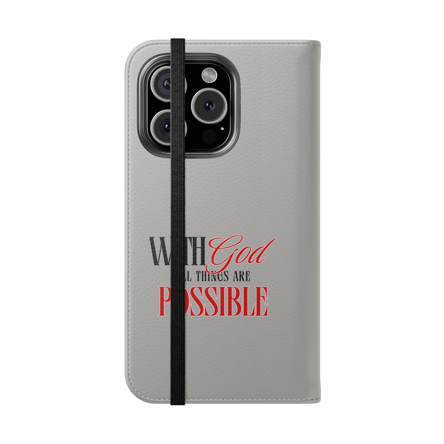 Inspirational Flip Case - "With God All Things Are Possible"