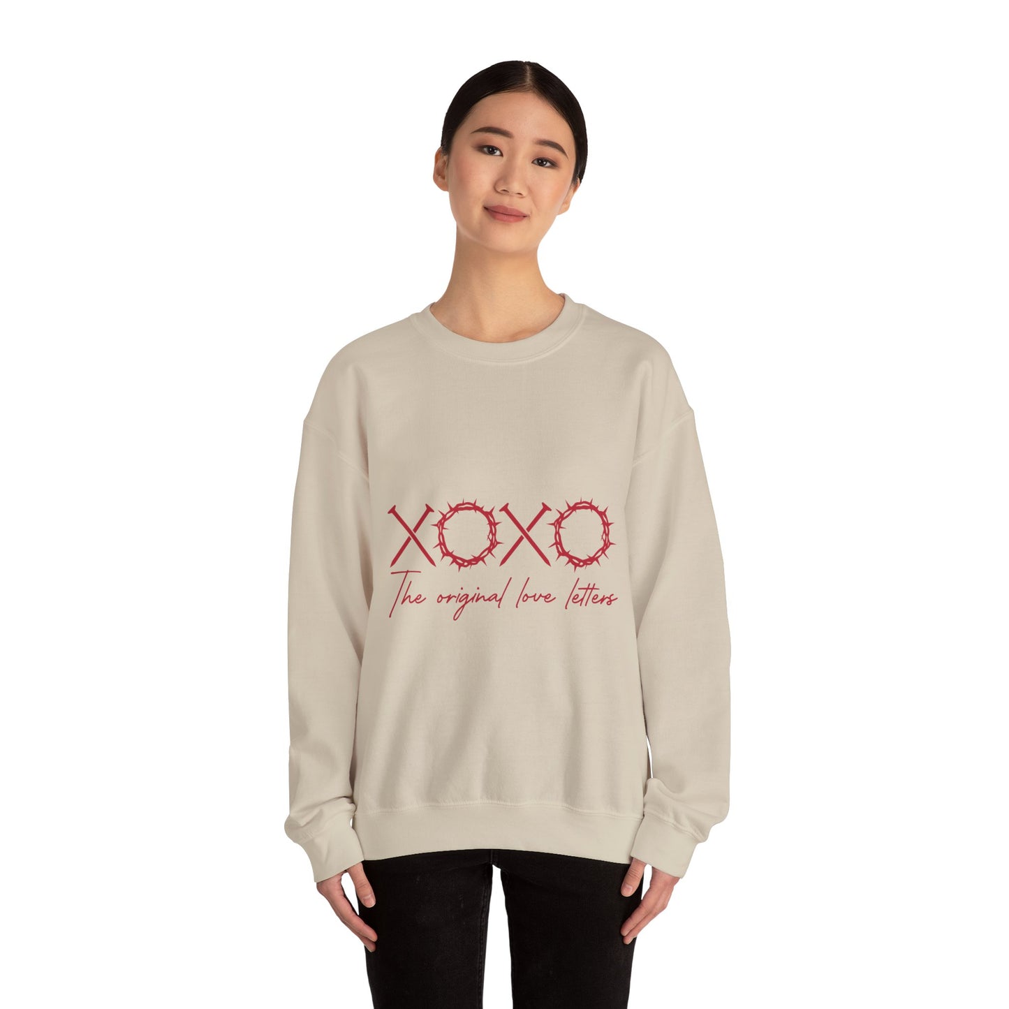XOXO Love Letters Crewneck Sweatshirt, Unisex Valentines Gift, Cozy Sweatshirt, Perfect for Couples, Romantic Apparel, Casual Wear