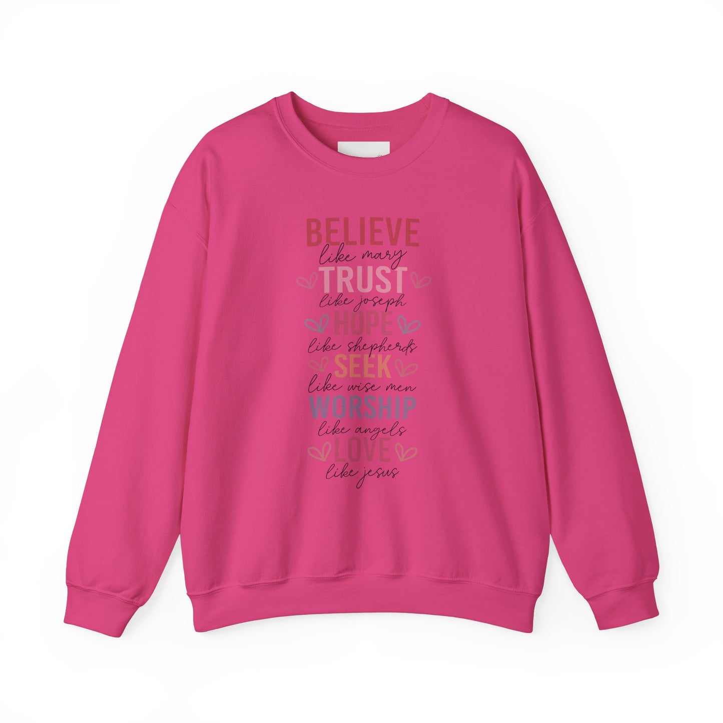 Inspirational Faith Crewneck Sweatshirt, Cozy Christian Apparel, Hope Trust Worship Love, Gift for Spiritual Friends, Faith-Based Fashion
