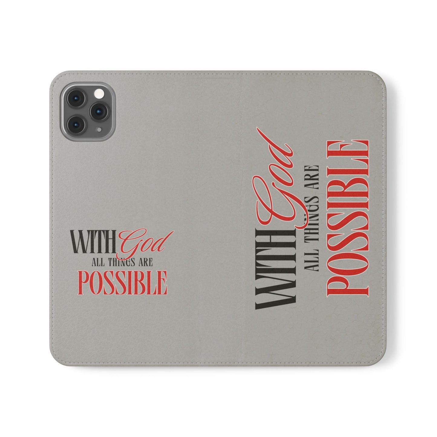 Inspirational Flip Case - "With God All Things Are Possible"
