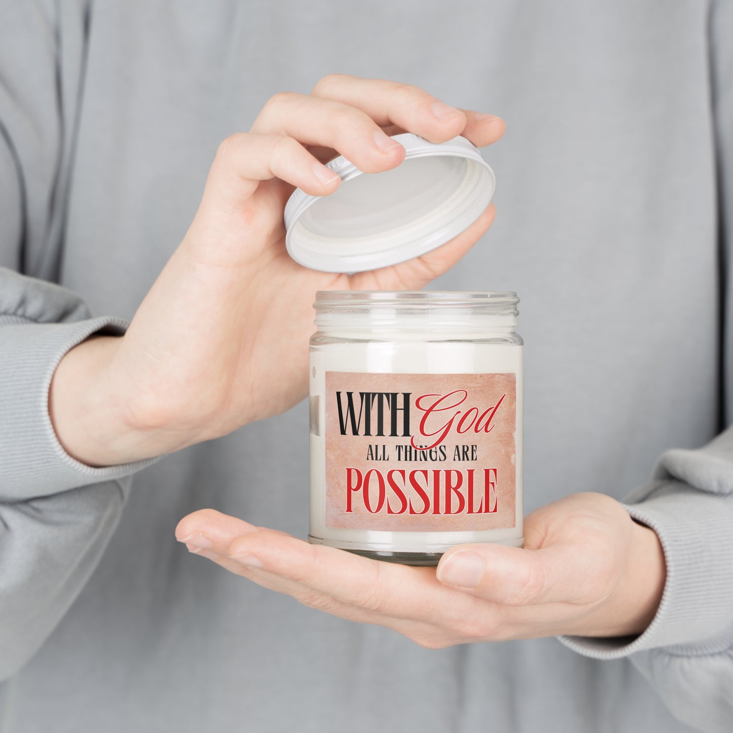 Inspirational Scented Candle - "With God All Things Are Possible" - Motivational Gift for Home Decor, Relaxation, Self-Care, Faith