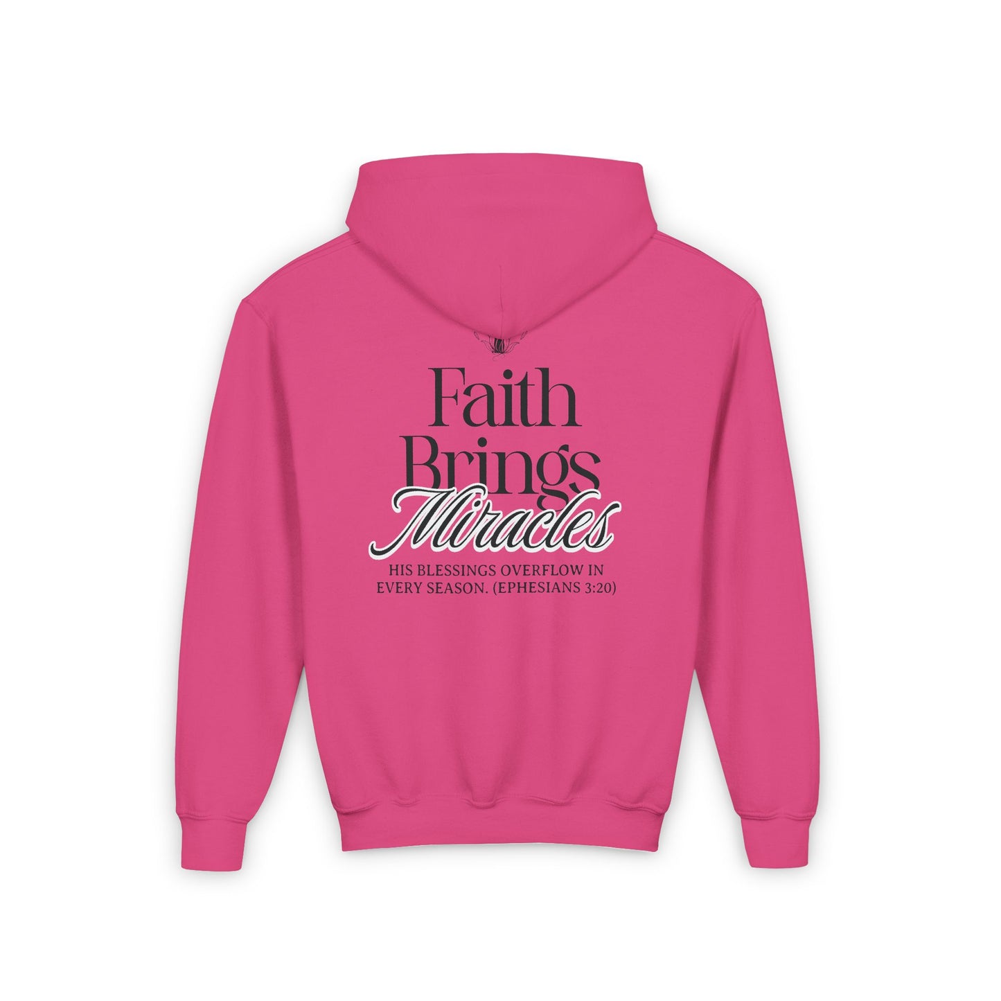 Inspirational Youth Hoodie - Faith Brings Miracles, Christian Sweatshirt, Gifts for Teens, Faith-Based Apparel, Winter Layer