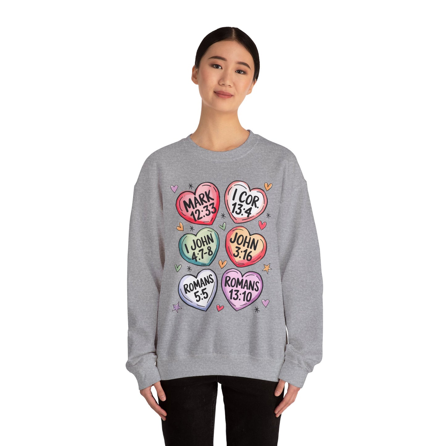 Faith & Love Crewneck Sweatshirt, Cozy Scripture Sweatshirt for Religious Gatherings, Inspirational Gift, Church Outing, Daily Comfort
