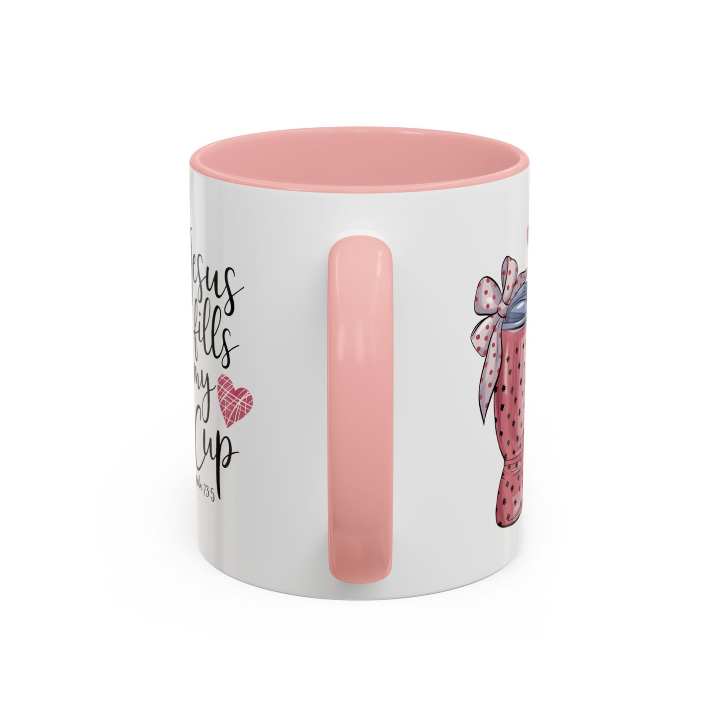 Inspirational Coffee Mug, Stylish Pink Polka Dot Design, Perfect for Christian Gifts, Motivational Drinkware, Home & Office Decor