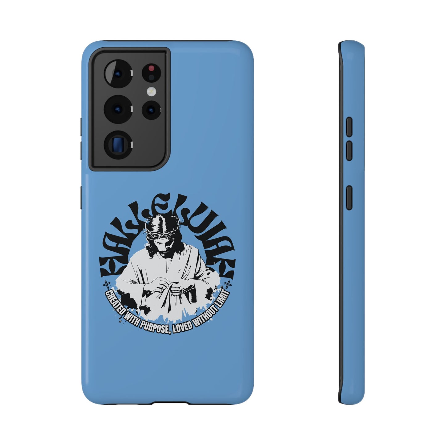 Durable Impact-Resistant Phone Case - 'Created with Purpose, Loved Without Limits' Design