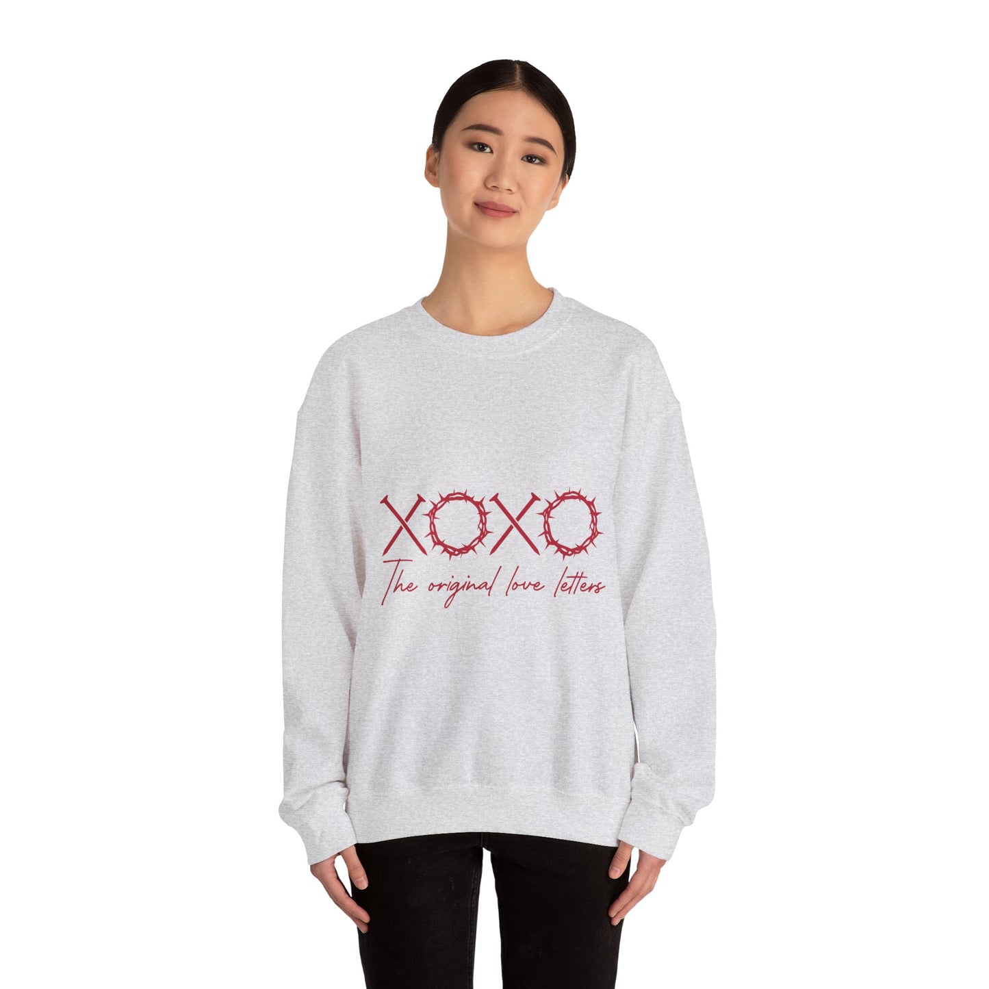 XOXO Love Letters Crewneck Sweatshirt, Unisex Valentines Gift, Cozy Sweatshirt, Perfect for Couples, Romantic Apparel, Casual Wear