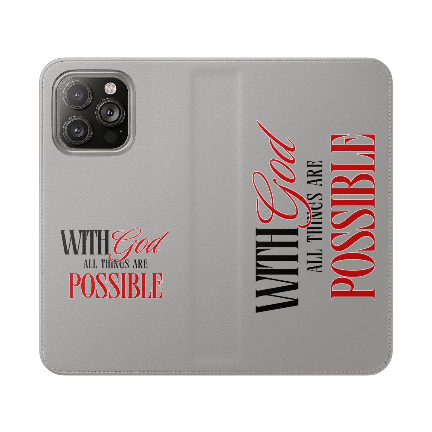 Inspirational Flip Case - "With God All Things Are Possible"