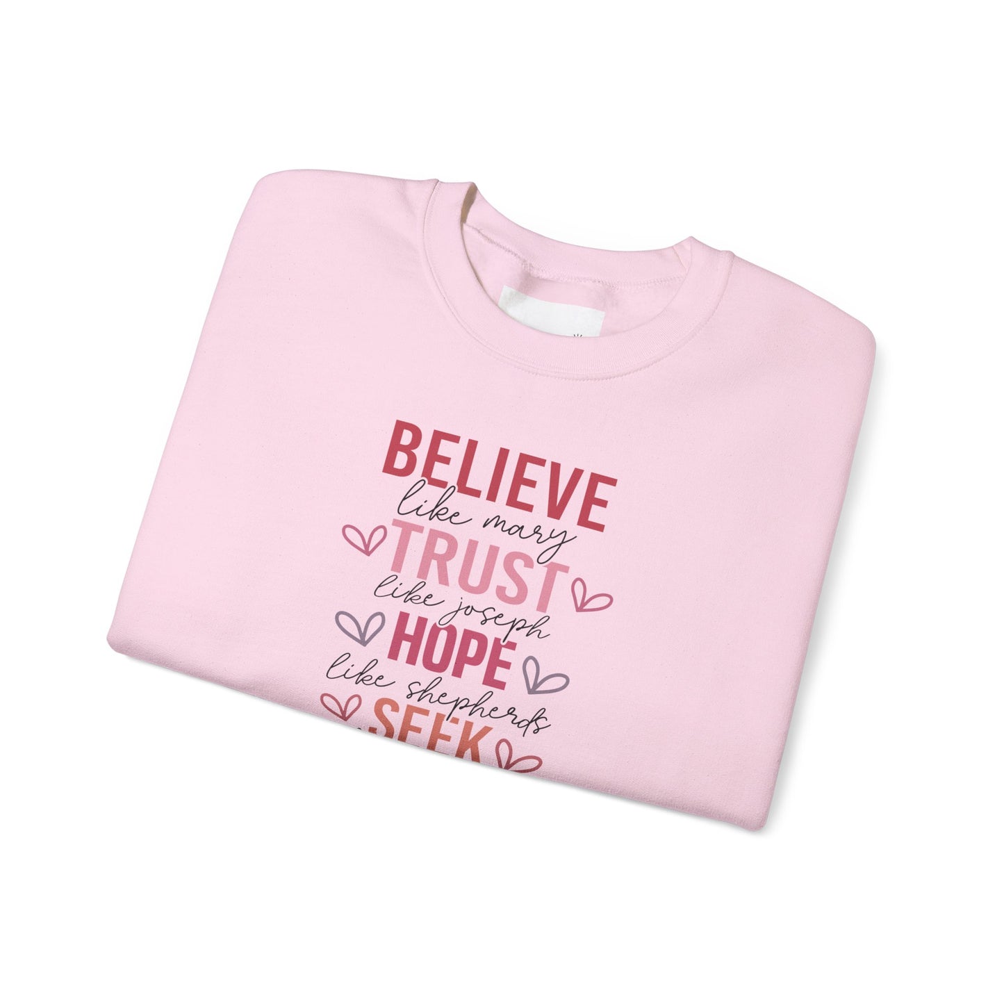 Inspirational Faith Crewneck Sweatshirt, Cozy Christian Apparel, Hope Trust Worship Love, Gift for Spiritual Friends, Faith-Based Fashion