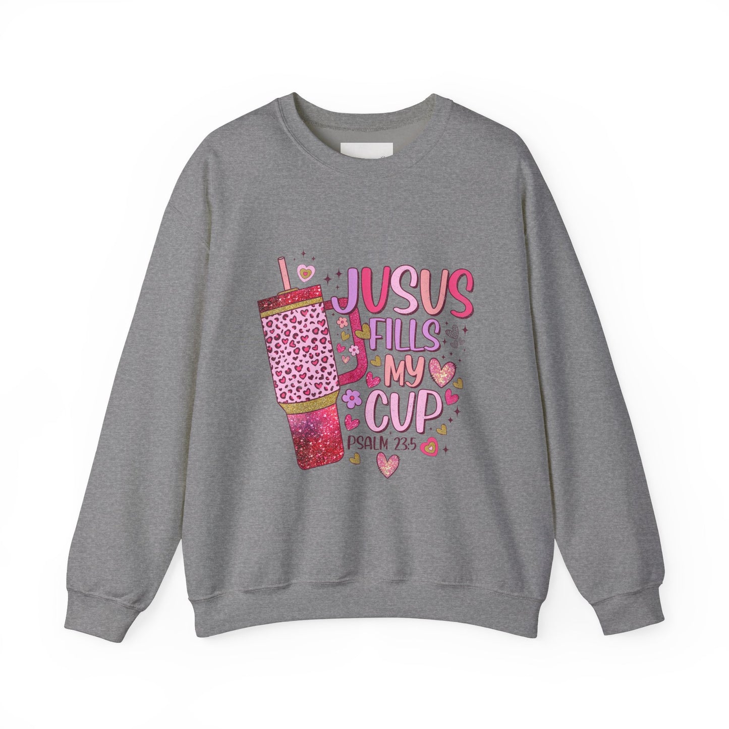 Inspirational Crewneck Sweatshirt - Jesus Fills My Cup, Cozy Faith Apparel, Christian Gift, Spiritual Sweater, Birthday Present, Church