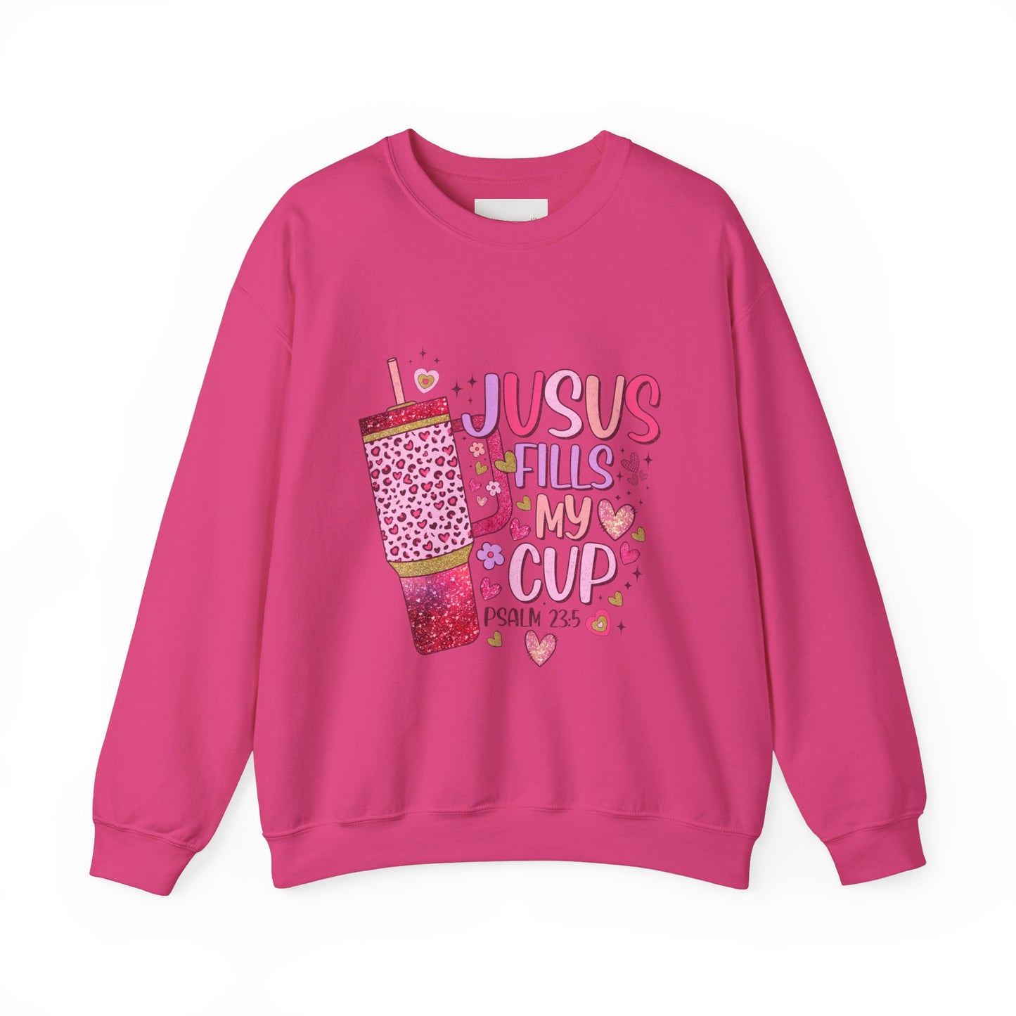 Inspirational Crewneck Sweatshirt - Jesus Fills My Cup, Cozy Faith Apparel, Christian Gift, Spiritual Sweater, Birthday Present, Church