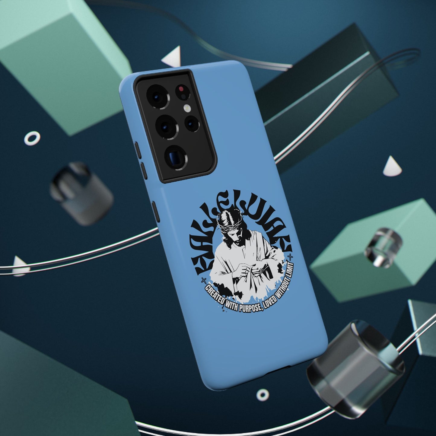 Durable Impact-Resistant Phone Case - 'Created with Purpose, Loved Without Limits' Design