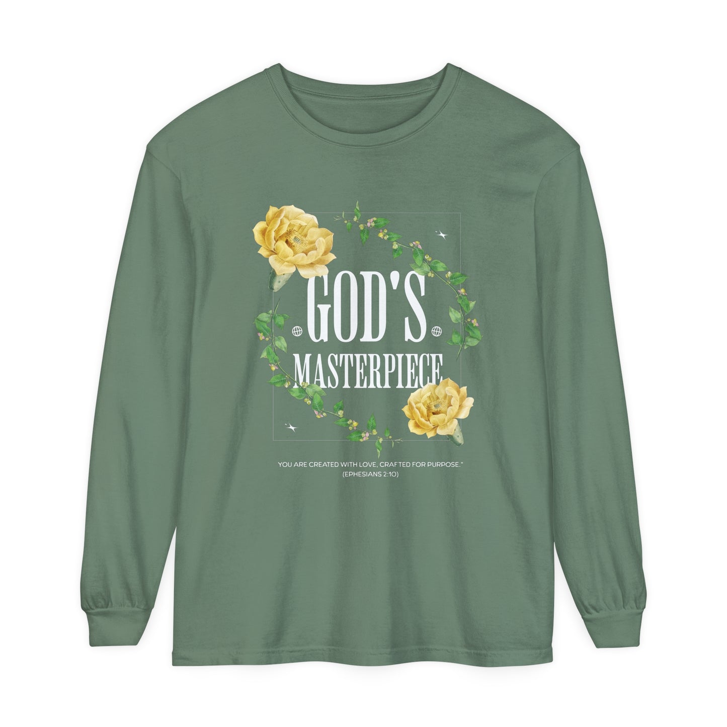 God's Masterpiece Long Sleeve Tee, Faith-Based Apparel, Gift for Women, Spiritual Wear, Spring Fashion, Inspirational Shirt