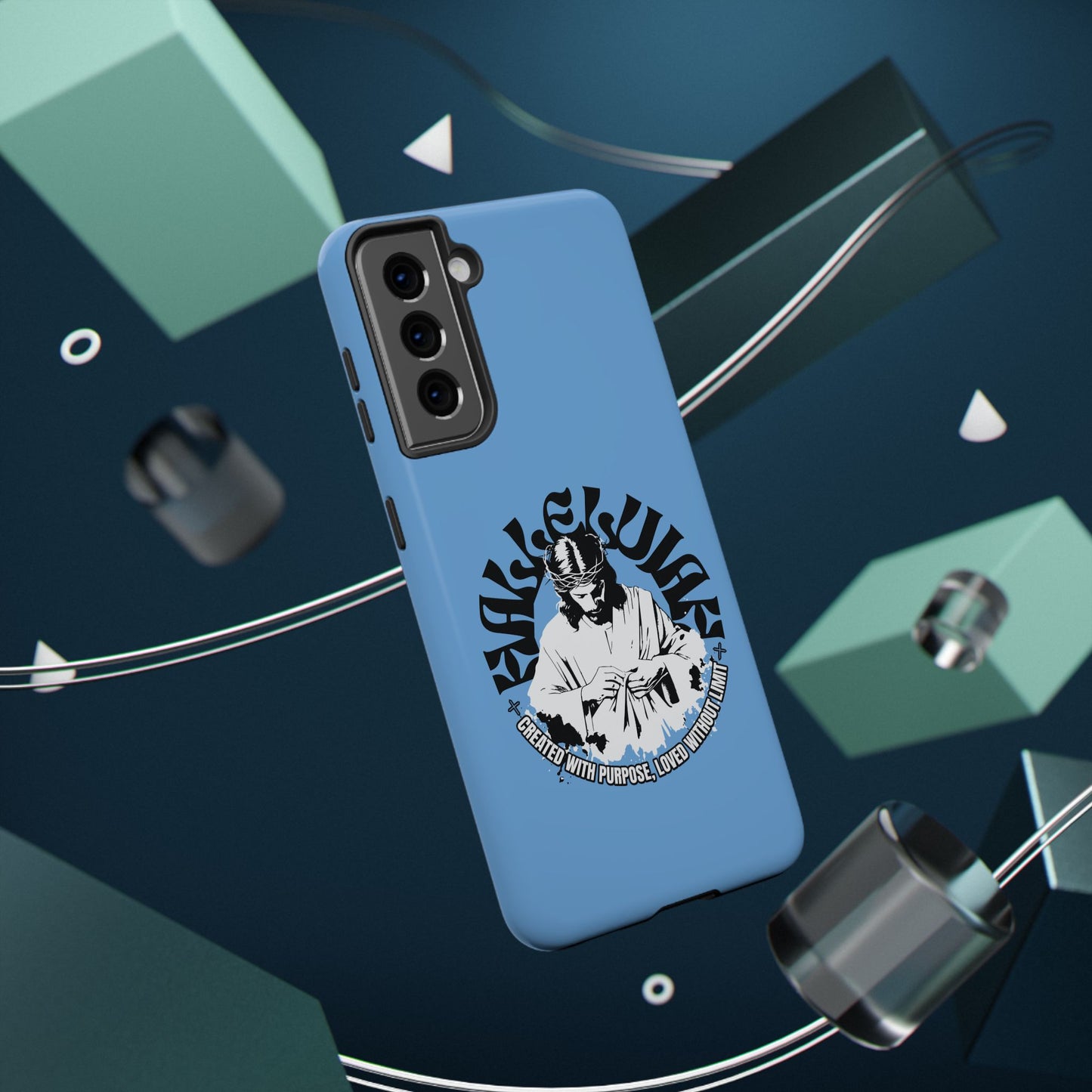 Durable Impact-Resistant Phone Case - 'Created with Purpose, Loved Without Limits' Design