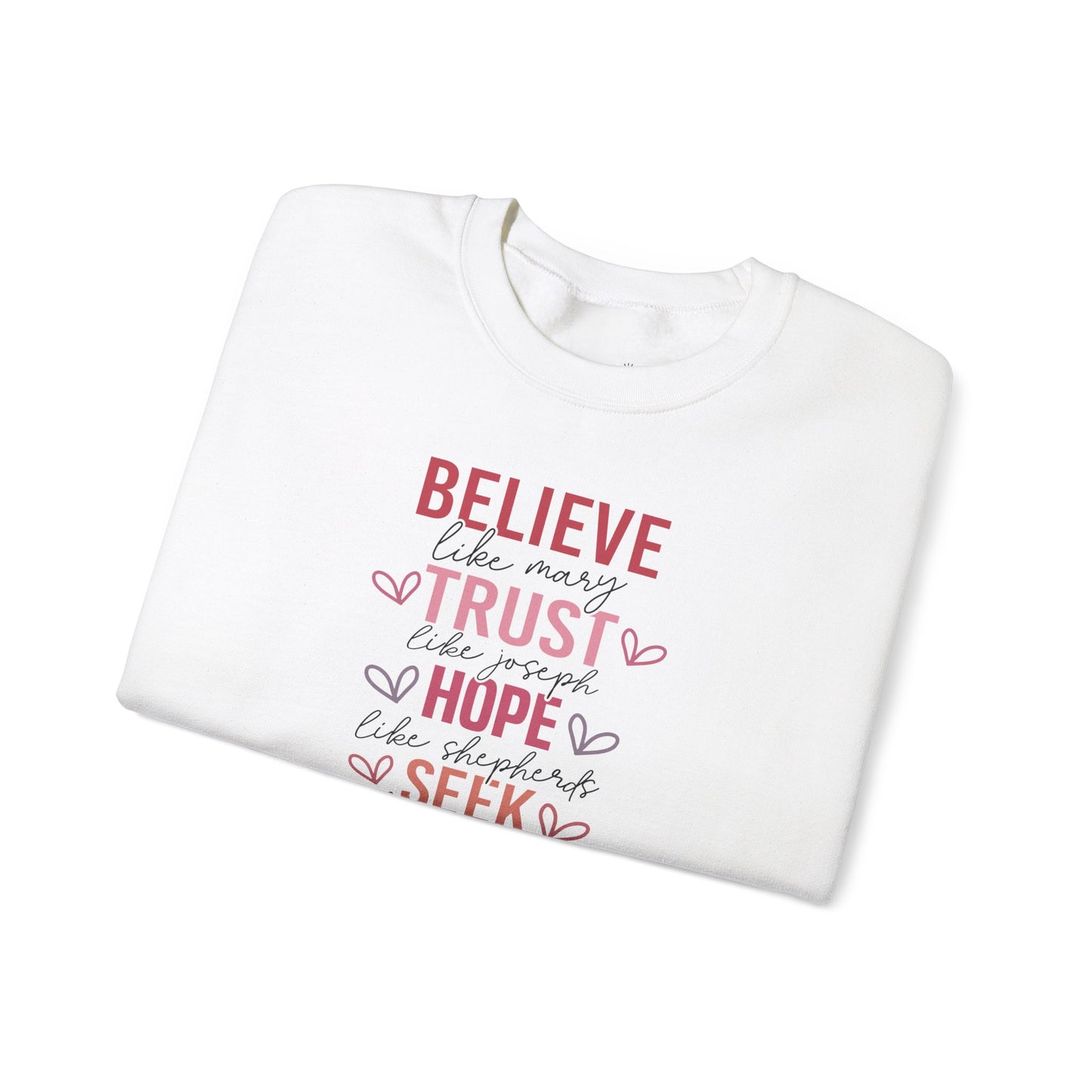 Inspirational Faith Crewneck Sweatshirt, Cozy Christian Apparel, Hope Trust Worship Love, Gift for Spiritual Friends, Faith-Based Fashion