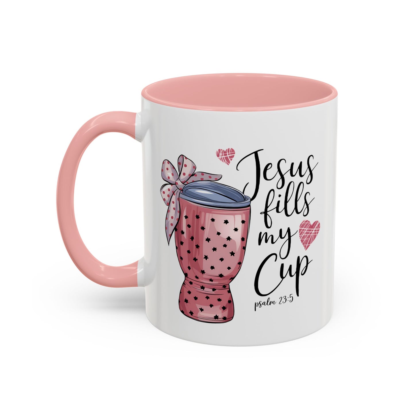 Inspirational Coffee Mug, Stylish Pink Polka Dot Design, Perfect for Christian Gifts, Motivational Drinkware, Home & Office Decor