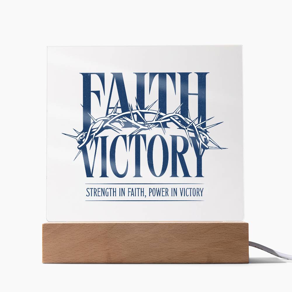Faith Victory Acrylic Square Plaque – Strength in Faith, Power in Victory