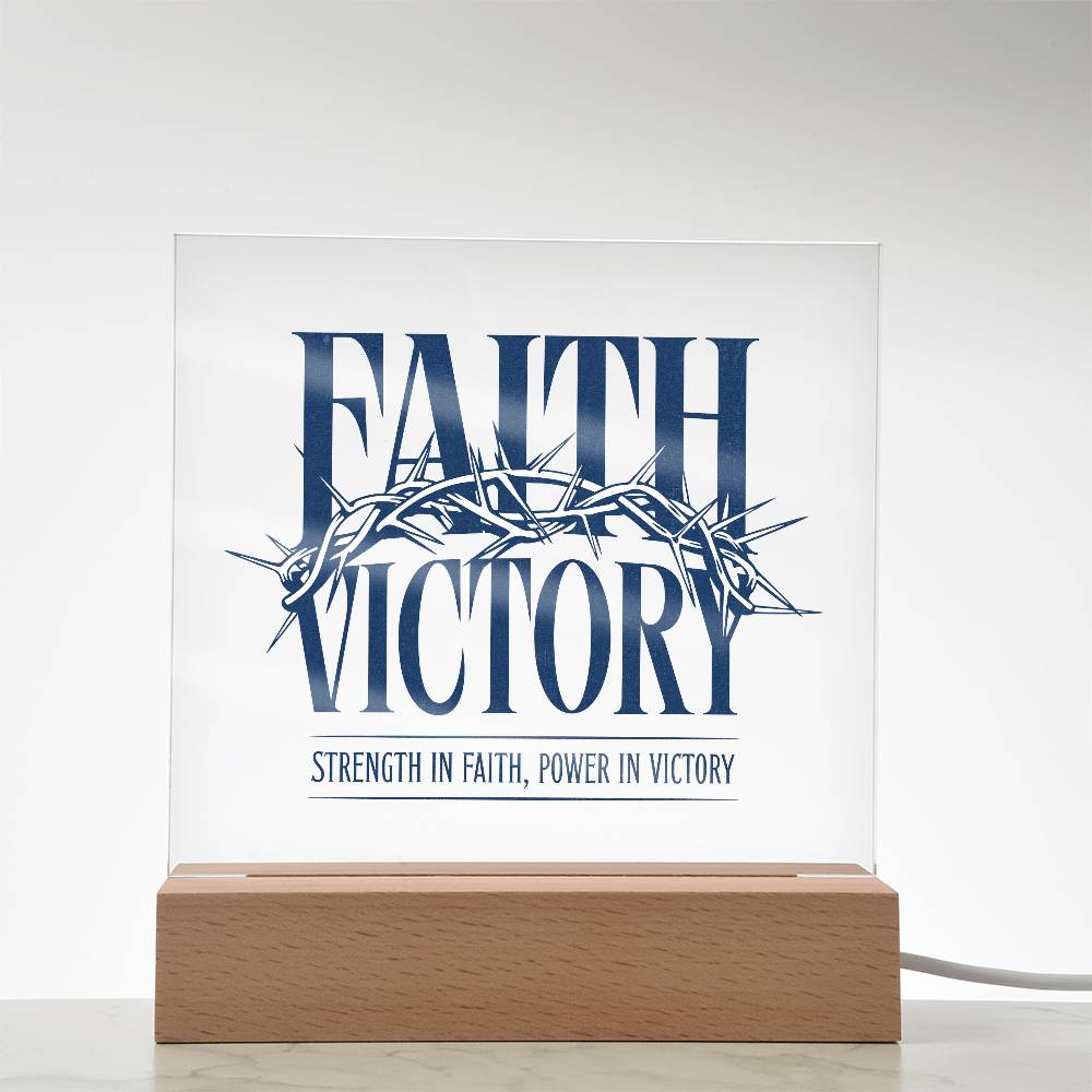 Faith Victory Acrylic Square Plaque – Strength in Faith, Power in Victory