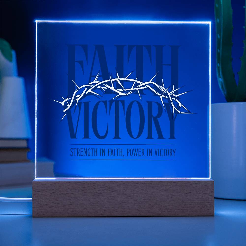 Faith Victory Acrylic Square Plaque – Strength in Faith, Power in Victory