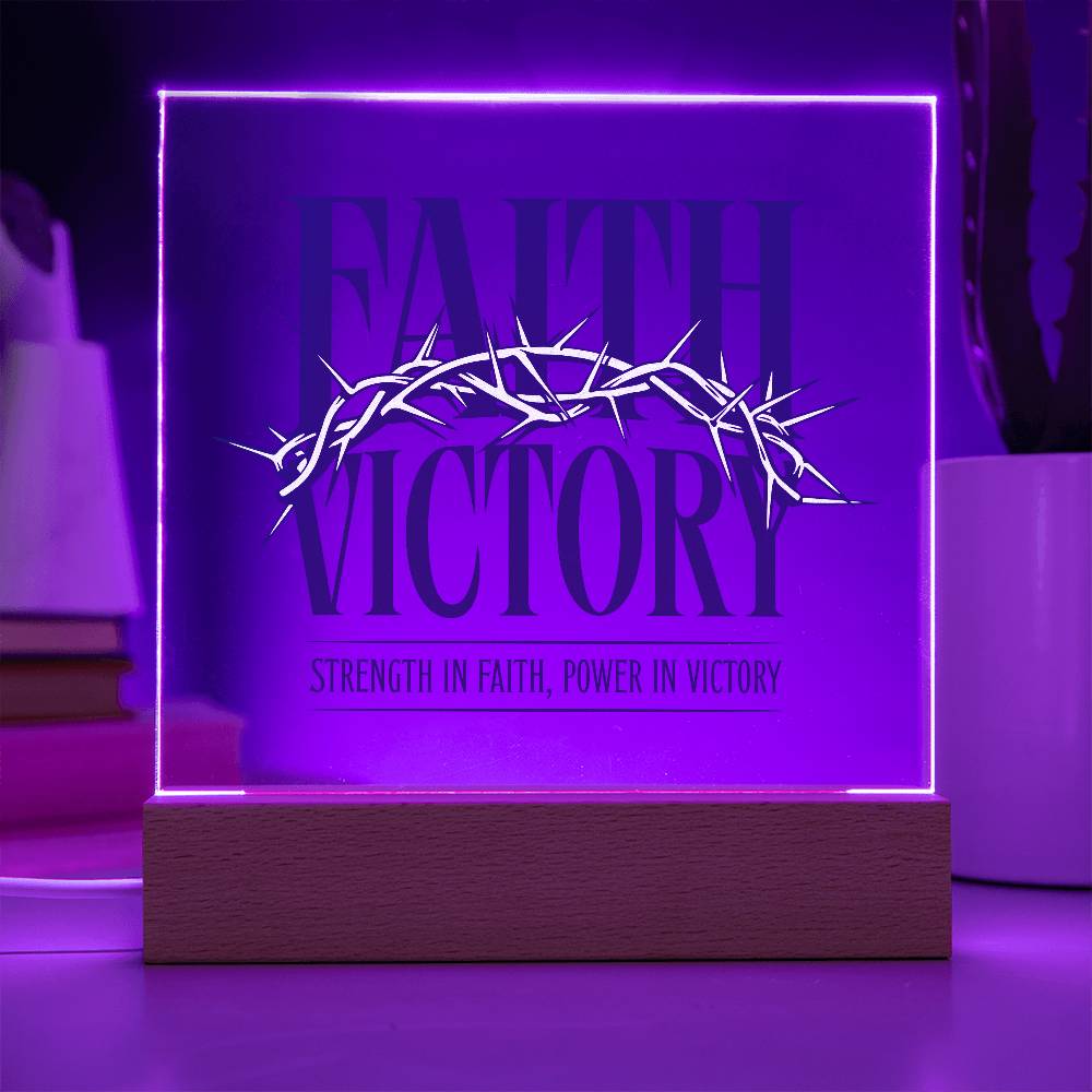 Faith Victory Acrylic Square Plaque – Strength in Faith, Power in Victory