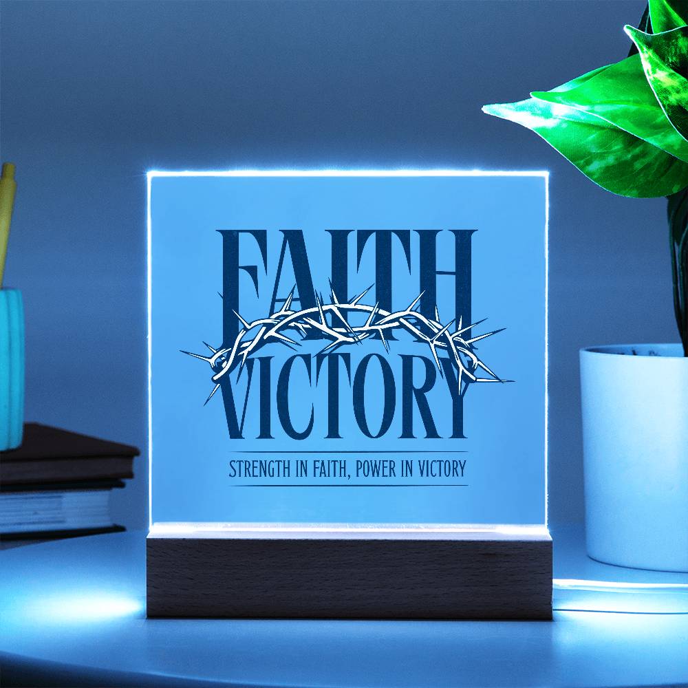 Faith Victory Acrylic Square Plaque – Strength in Faith, Power in Victory