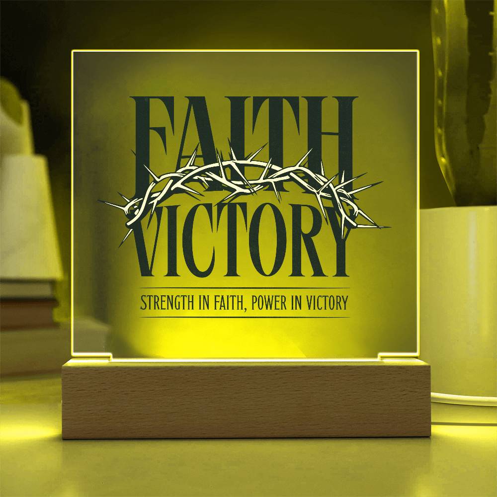 Faith Victory Acrylic Square Plaque – Strength in Faith, Power in Victory