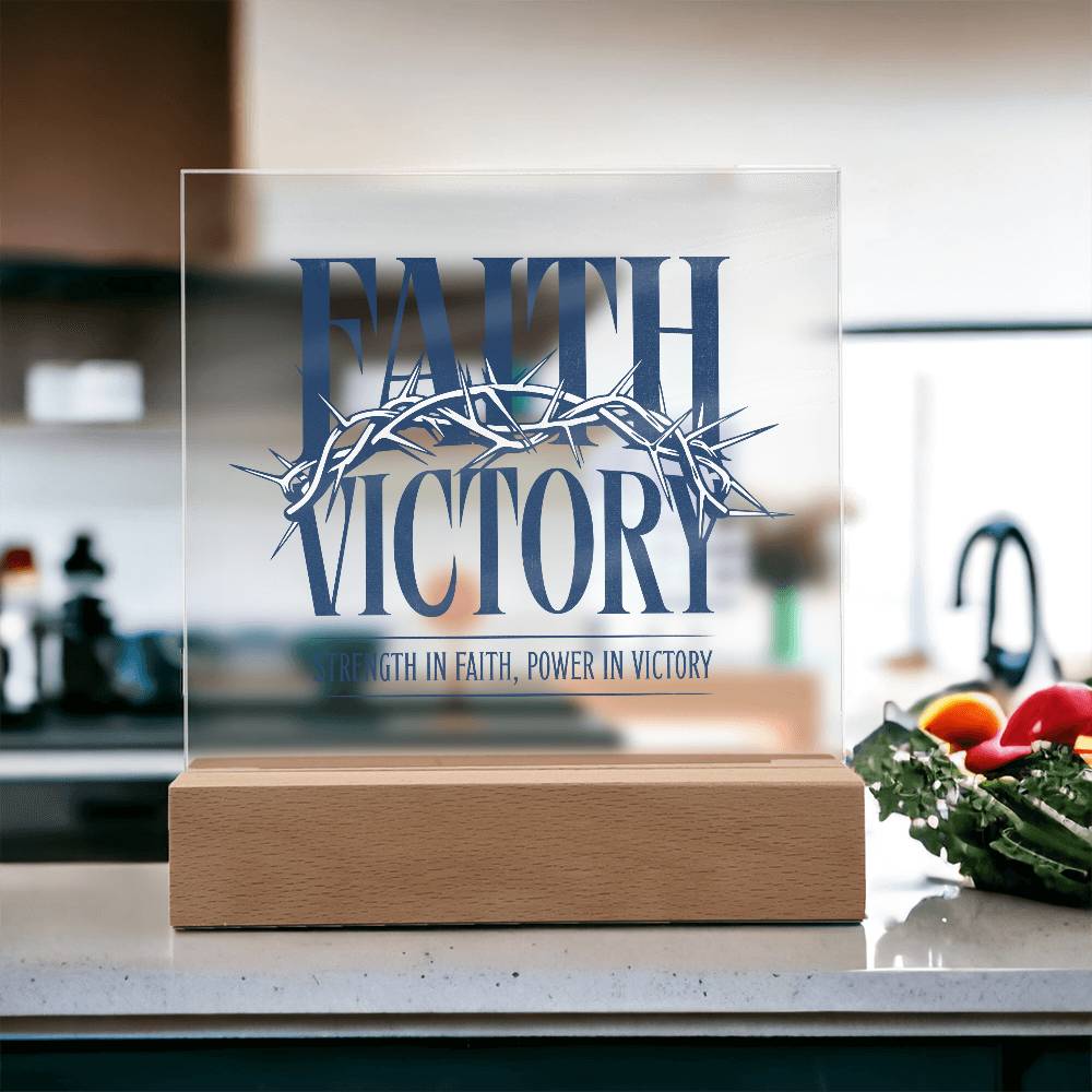 Faith Victory Acrylic Square Plaque – Strength in Faith, Power in Victory