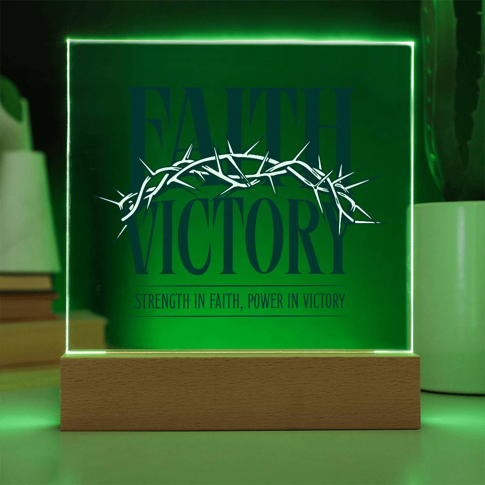 Faith Victory Acrylic Square Plaque – Strength in Faith, Power in Victory