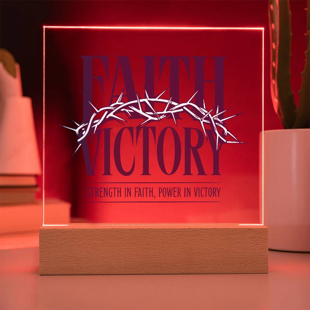 Faith Victory Acrylic Square Plaque – Strength in Faith, Power in Victory