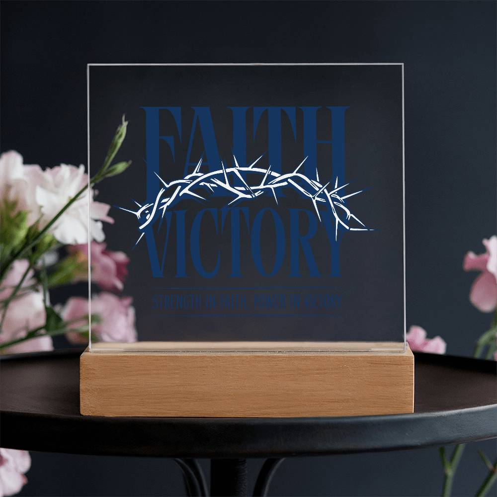 Faith Victory Acrylic Square Plaque – Strength in Faith, Power in Victory