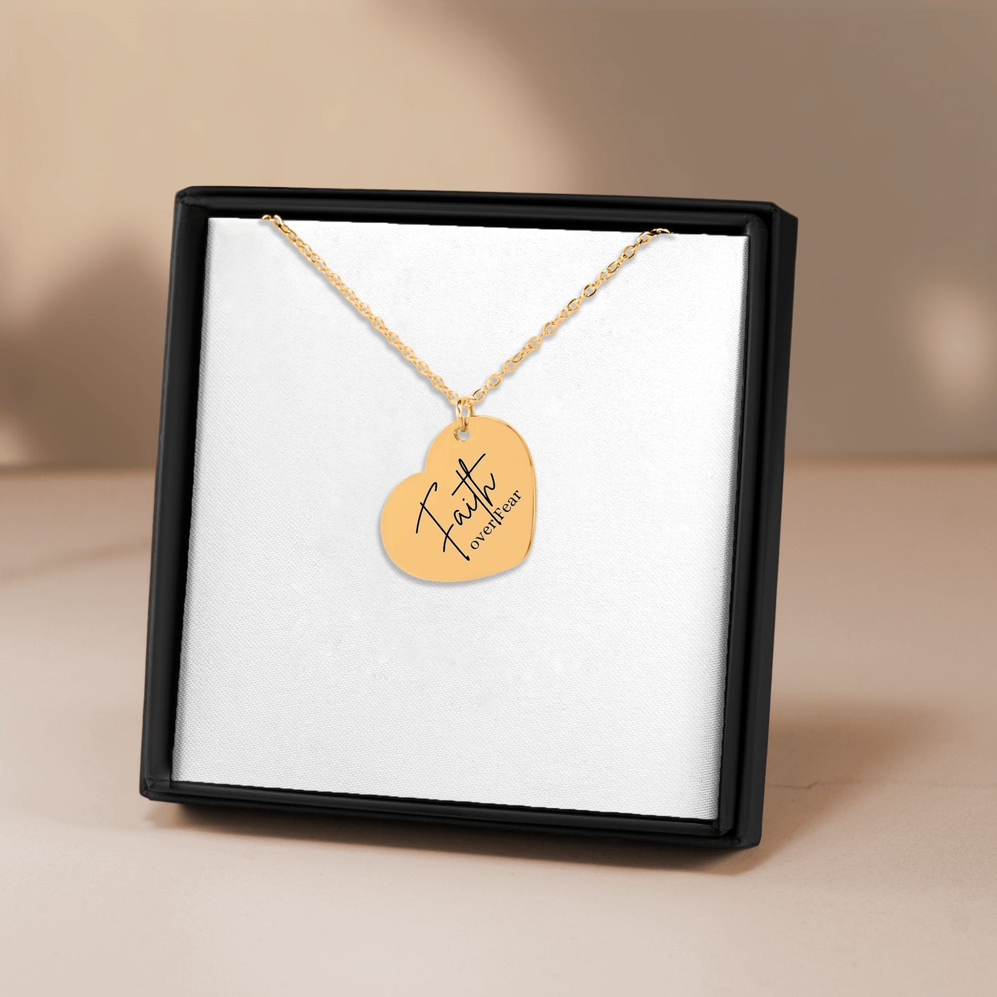 faith over fear Heart Necklace