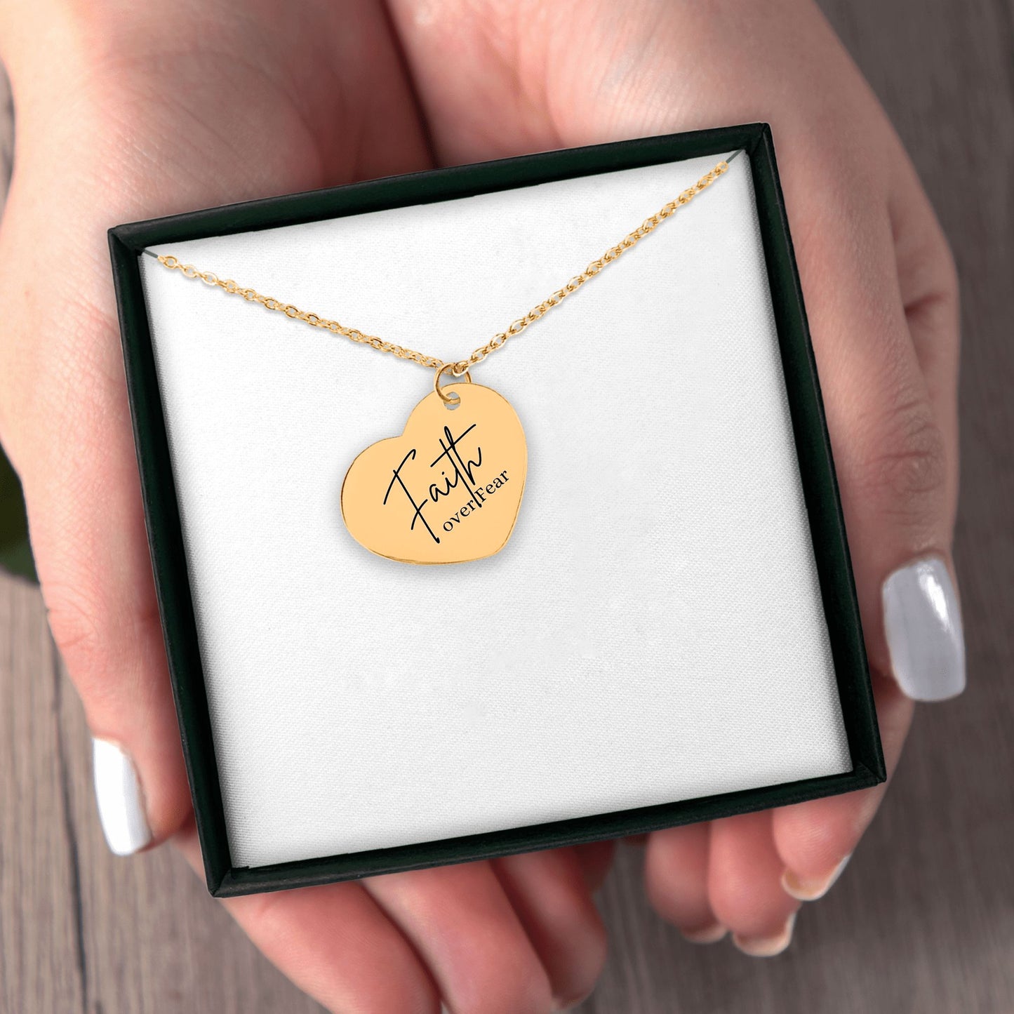 faith over fear Heart Necklace