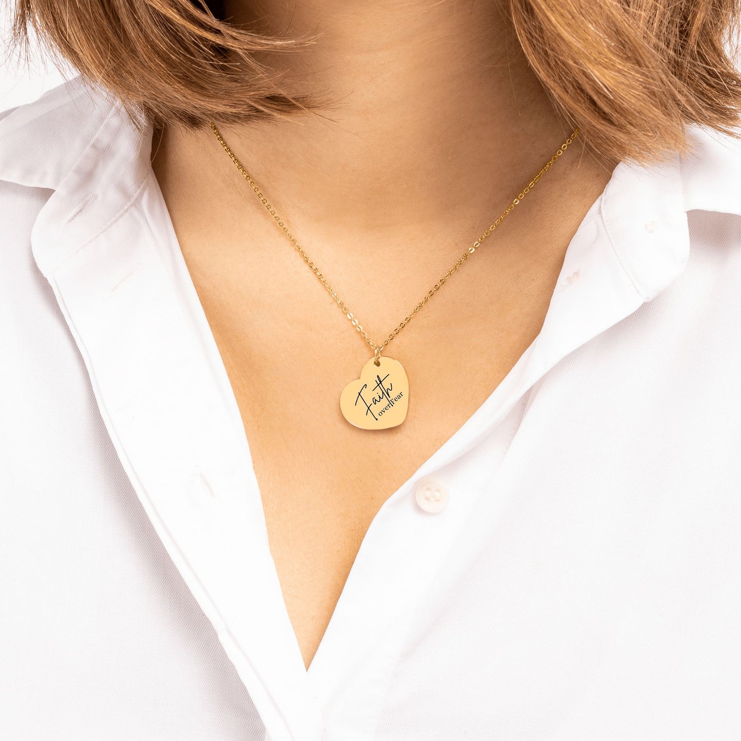 faith over fear Heart Necklace