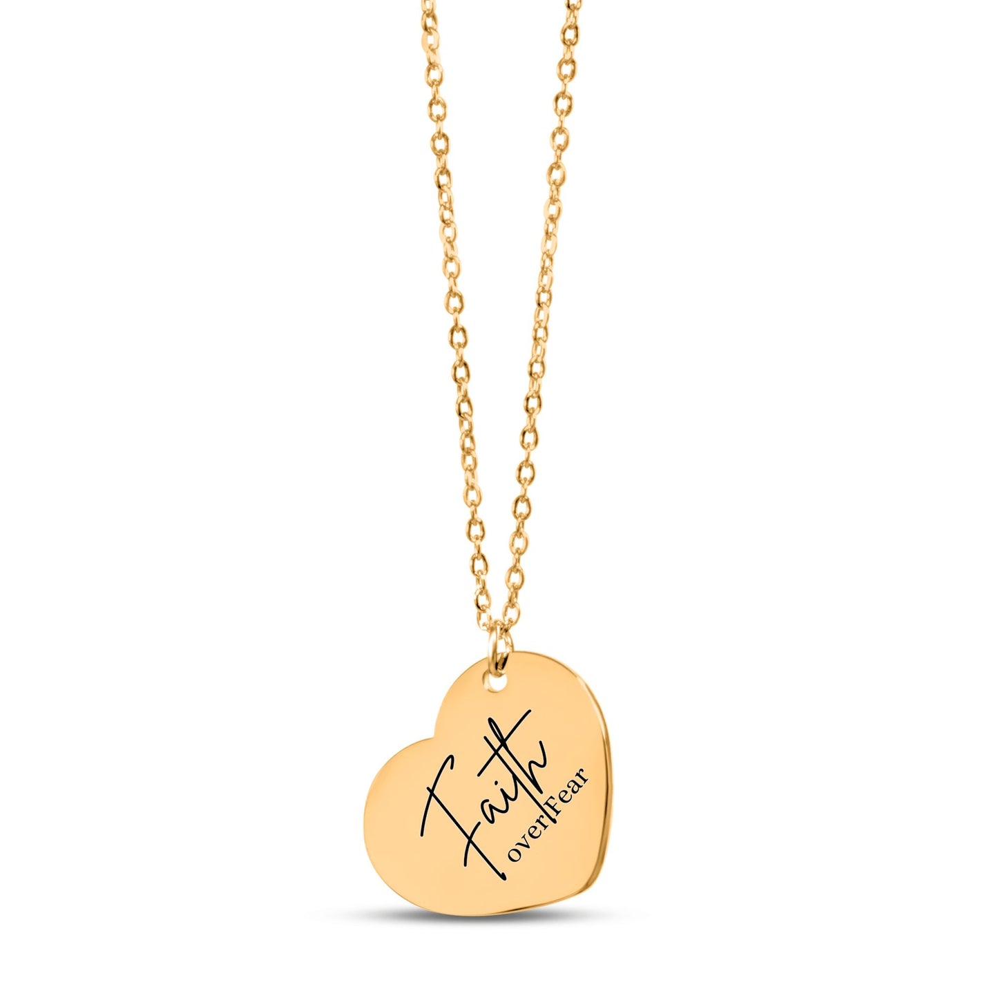 faith over fear Heart Necklace