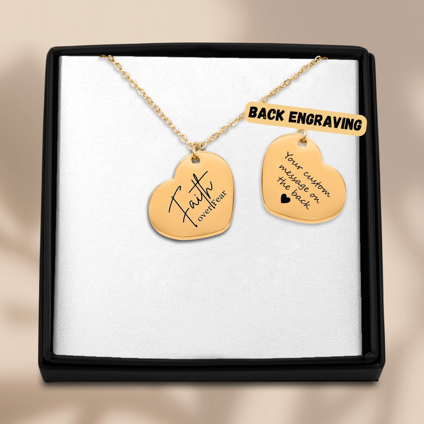 faith over fear Heart Necklace