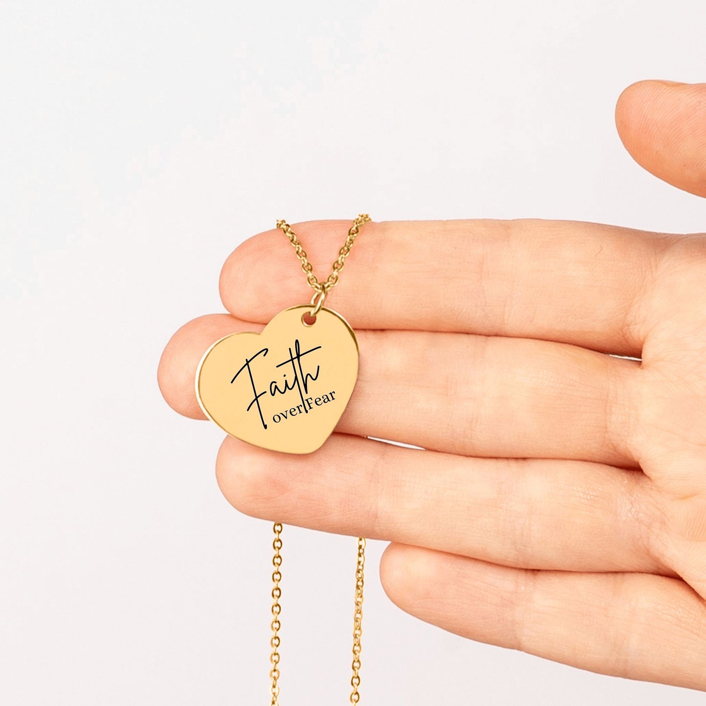 faith over fear Heart Necklace