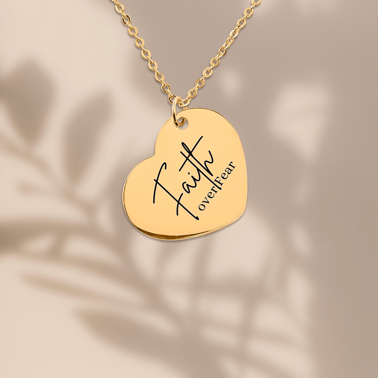 faith over fear Heart Necklace