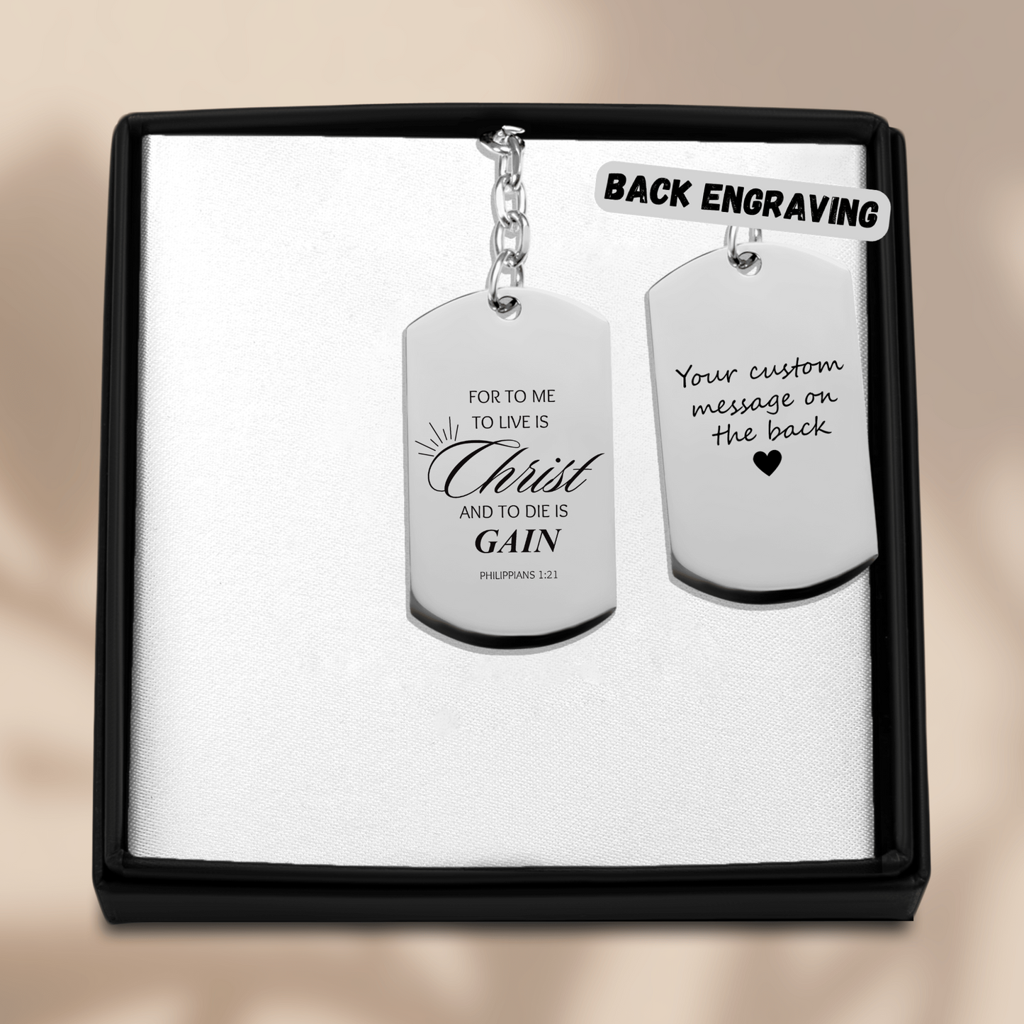 Tag Keychain "for to me to live is christ and to die is gain"