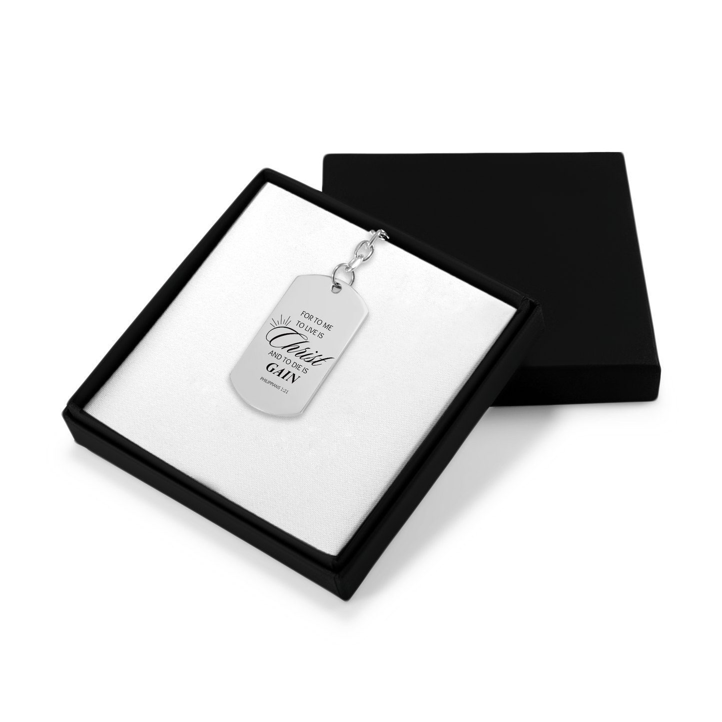 Tag Keychain "for to me to live is christ and to die is gain"