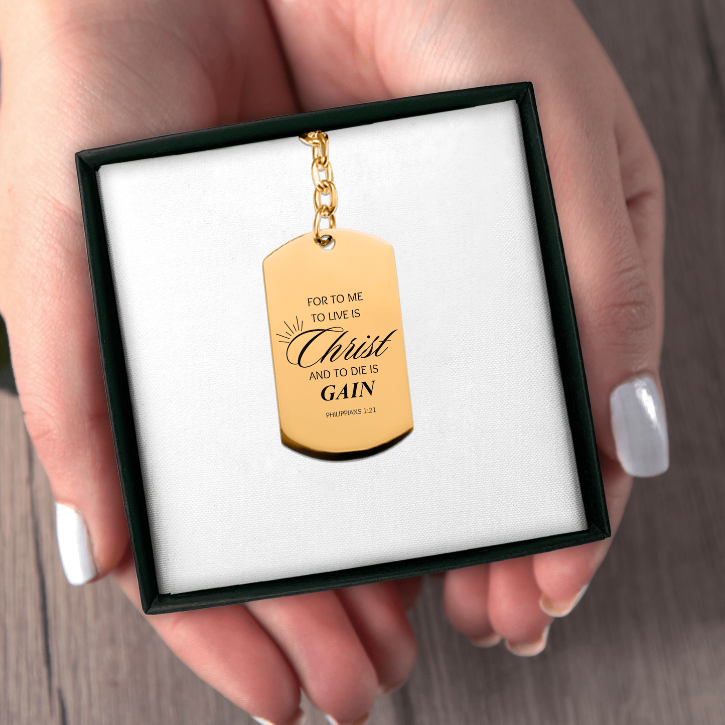 Tag Keychain "for to me to live is christ and to die is gain"