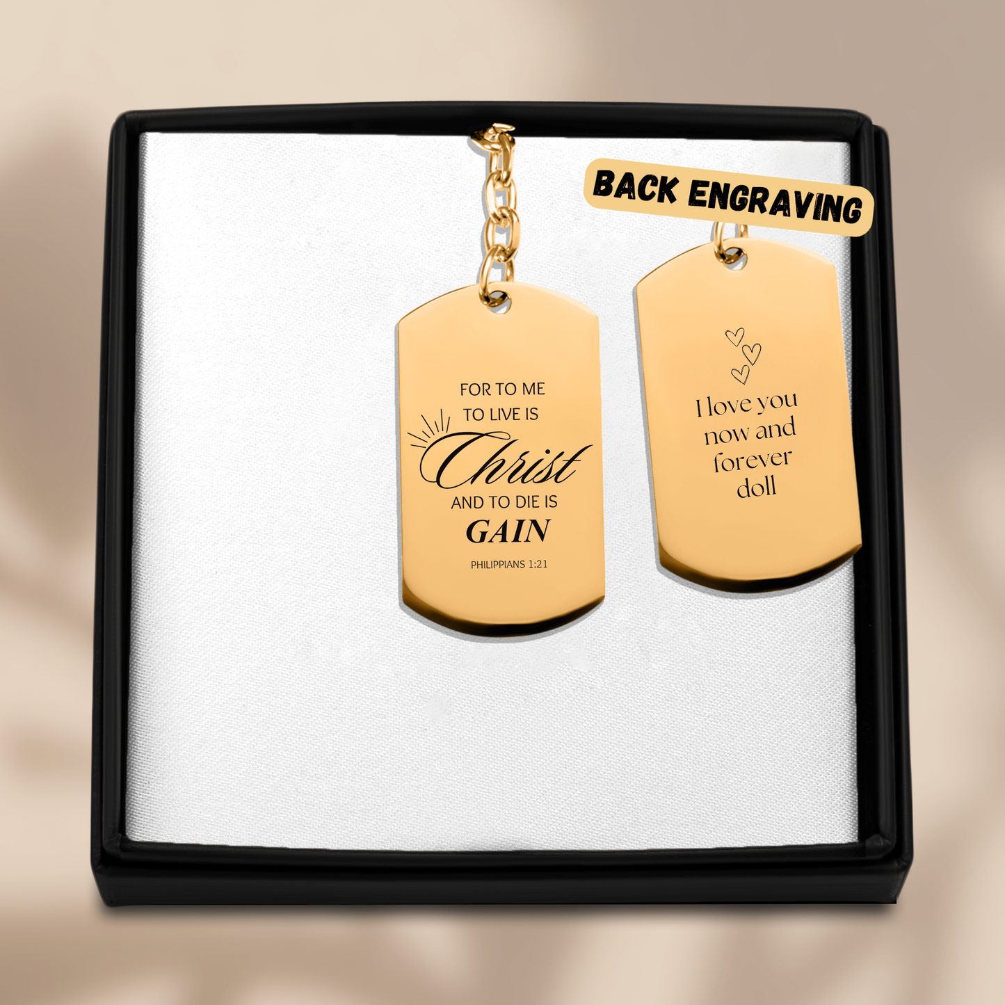 Tag Keychain "for to me to live is christ and to die is gain"