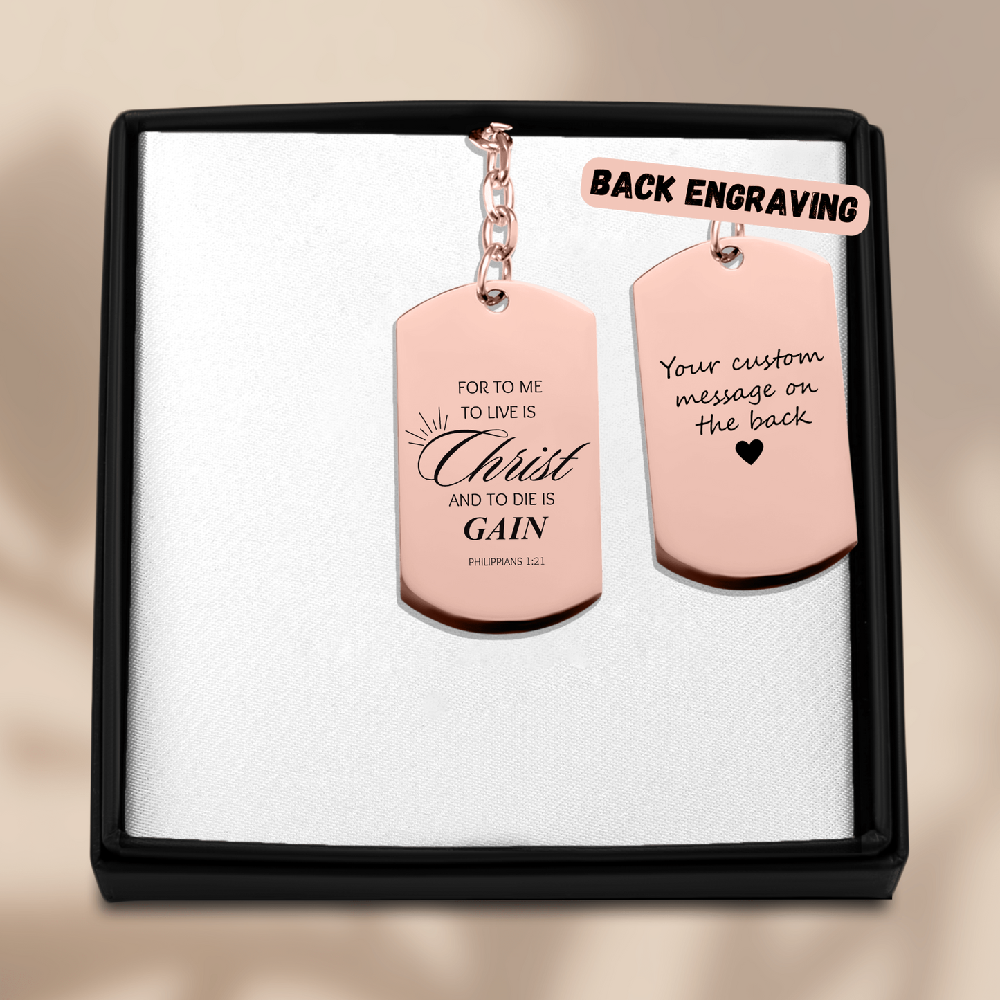 Tag Keychain "for to me to live is christ and to die is gain"