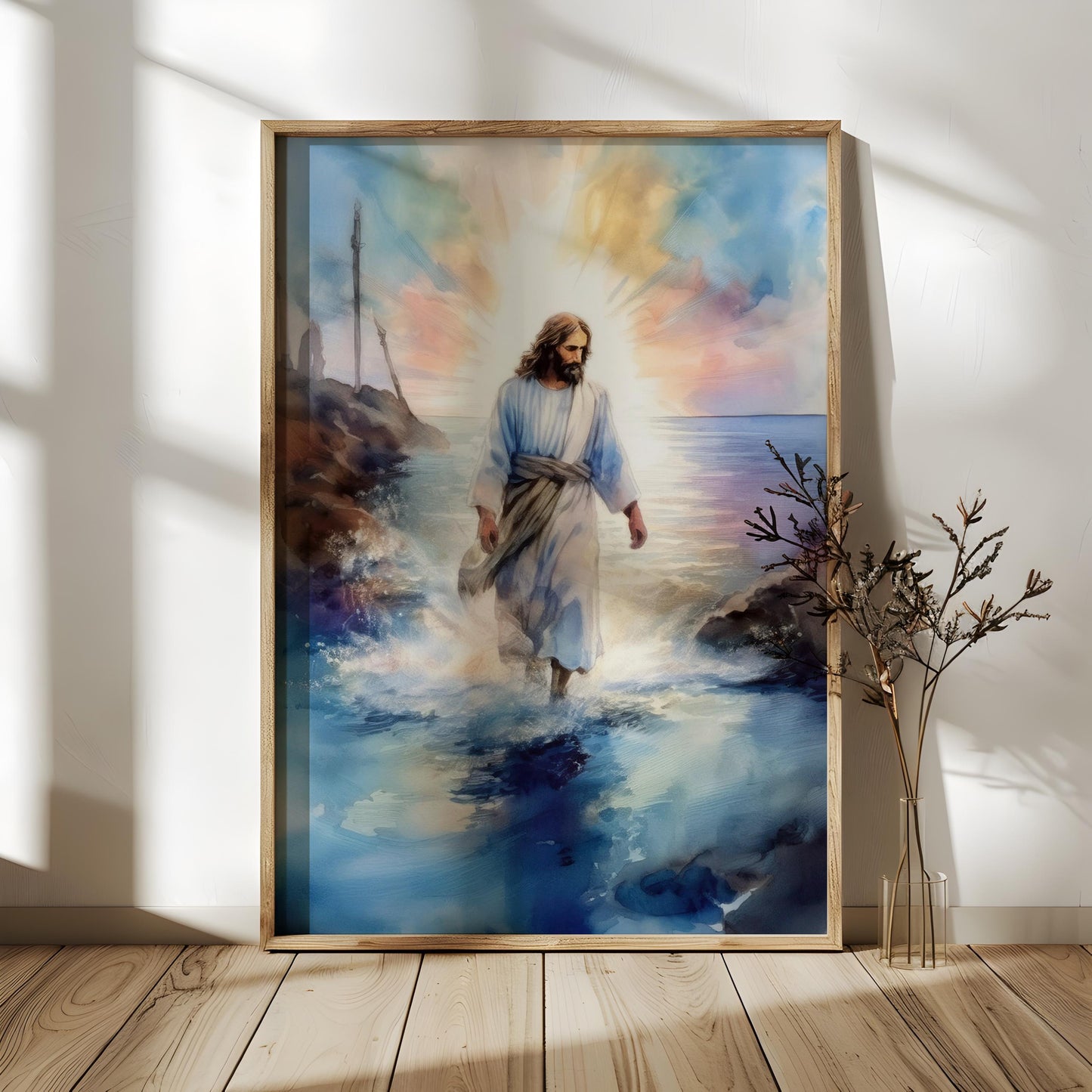 Walking on Water Christian Wall Art – Jesus' Miracle of Faith & Divine Authority
