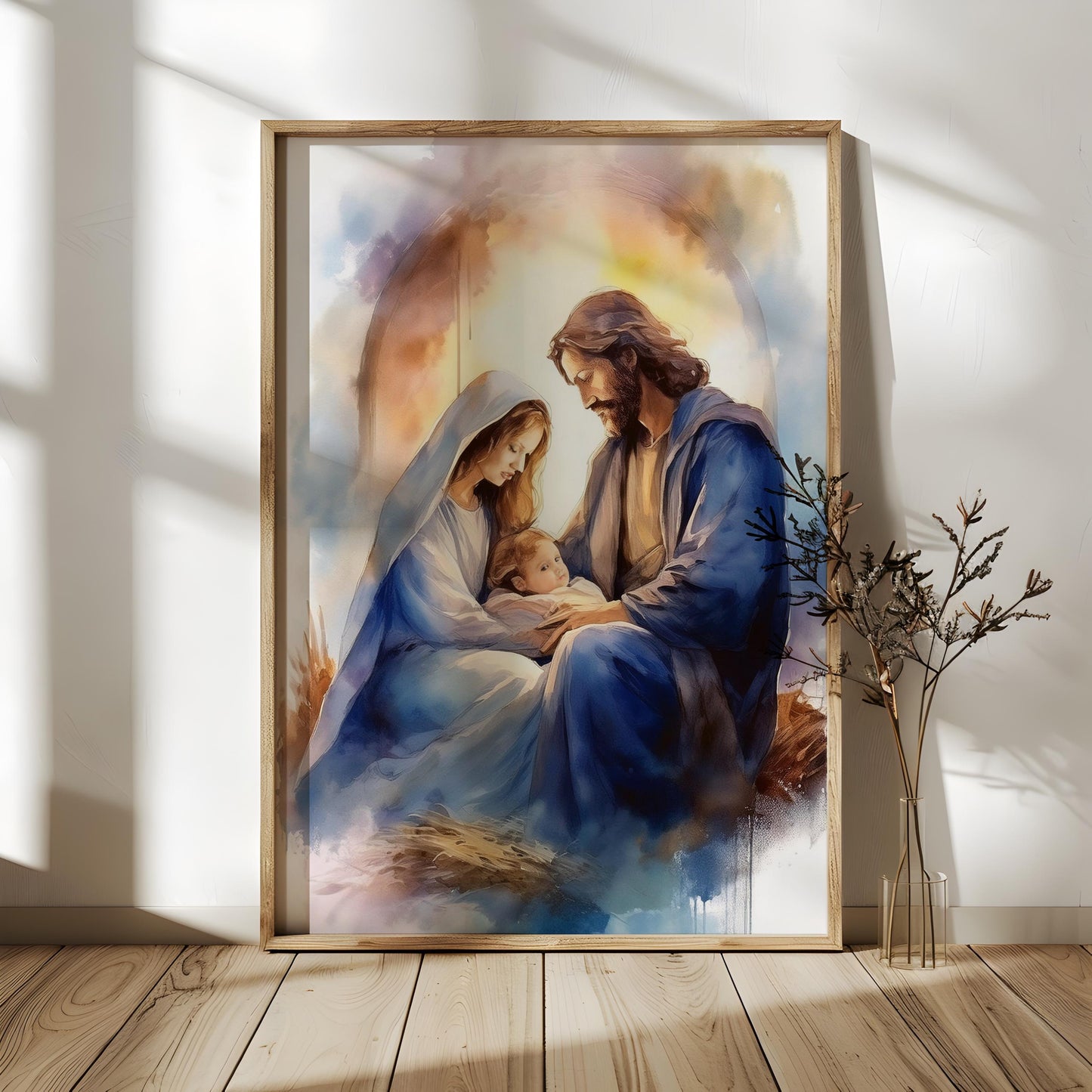 Holy Night Nativity Christian Wall Art – Jesus' Birth with Mary & Joseph