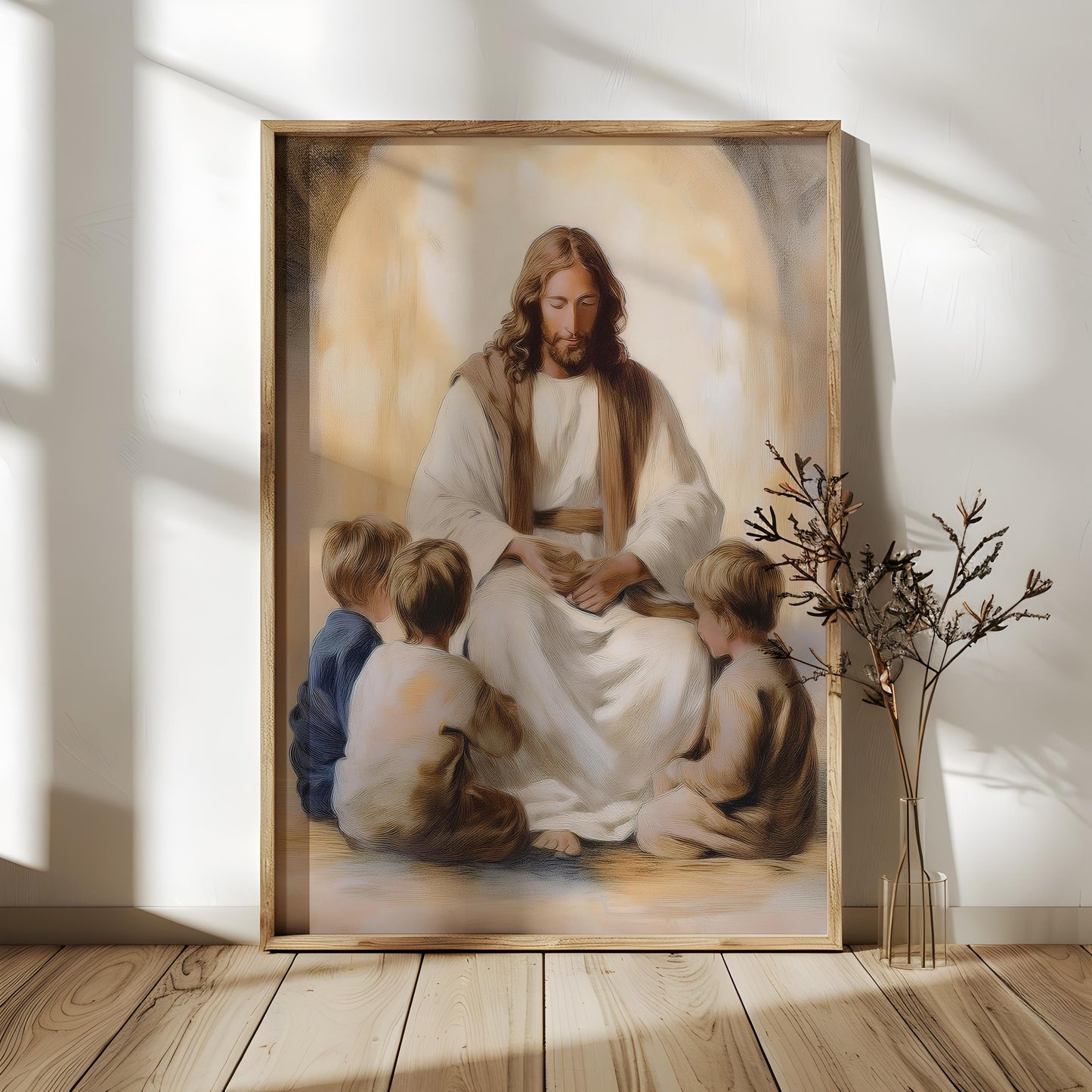 Jesus and the Little Ones Christian Wall Art – Radiating Love & Compassion