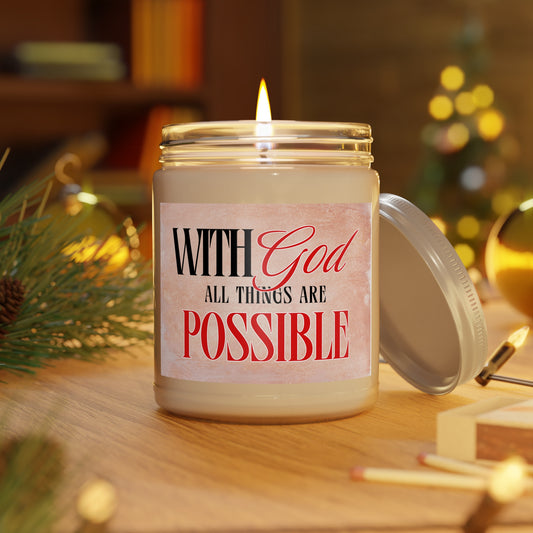 Inspirational Scented Candle - "With God All Things Are Possible" - Motivational Gift for Home Decor, Relaxation, Self-Care, Faith