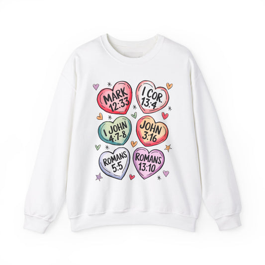 Faith & Love Crewneck Sweatshirt, Cozy Scripture Sweatshirt for Religious Gatherings, Inspirational Gift, Church Outing, Daily Comfort