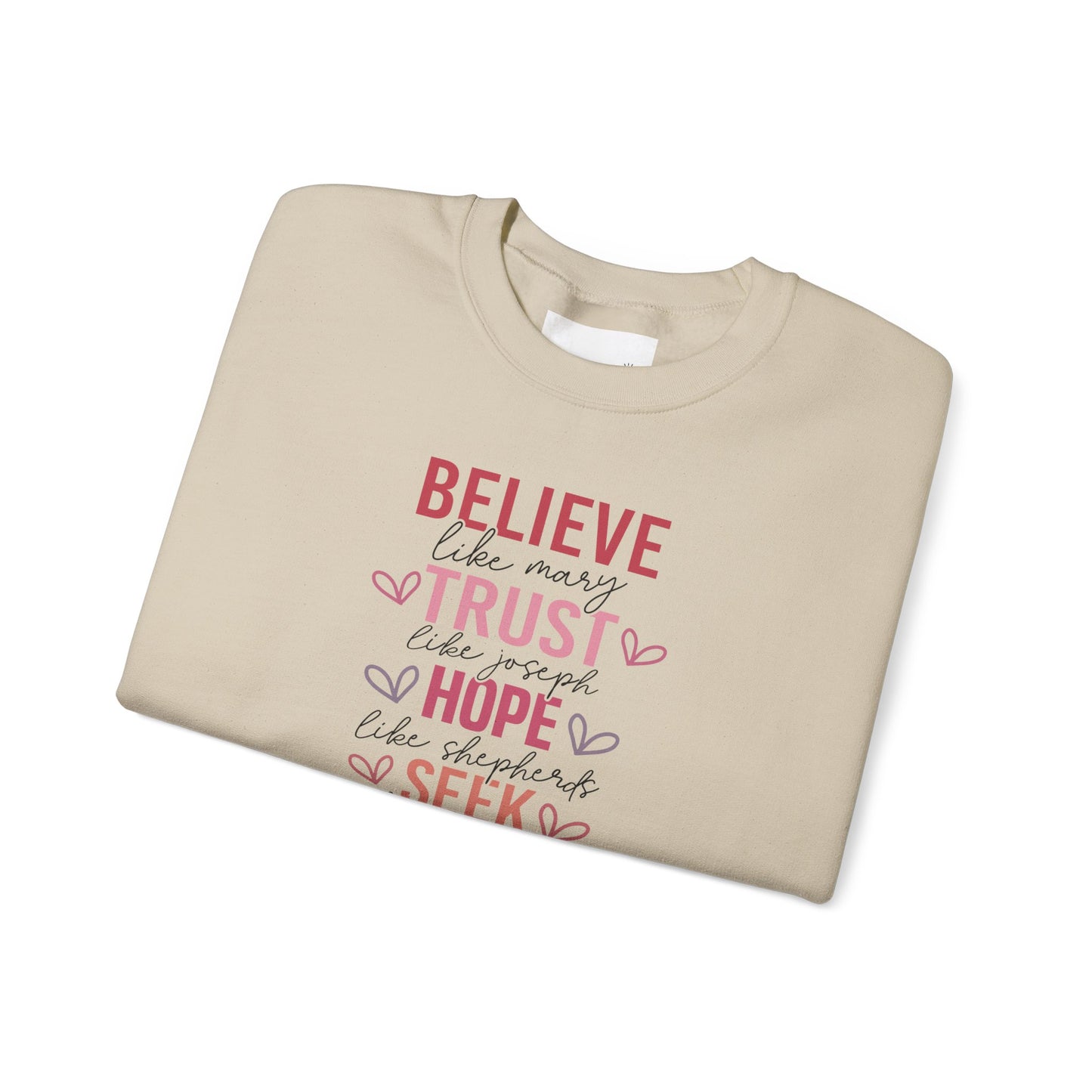 Inspirational Faith Crewneck Sweatshirt, Cozy Christian Apparel, Hope Trust Worship Love, Gift for Spiritual Friends, Faith-Based Fashion