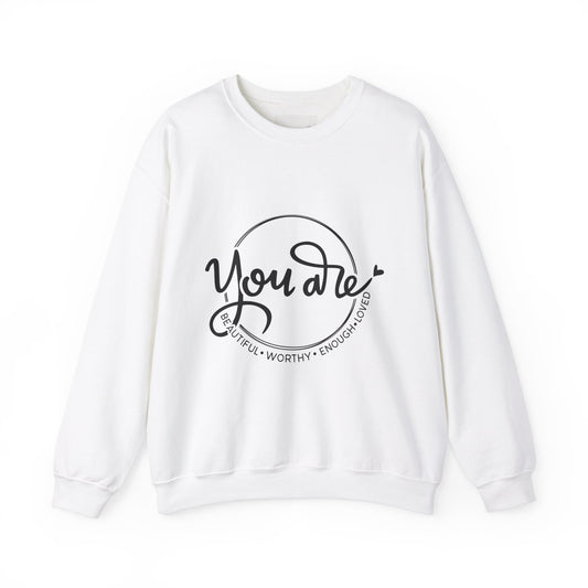 You Are Beautiful Crewneck Sweatshirt, Motivational Sweatshirt, Gifts for Her, Self-Love Apparel, Inspirational Clothing
