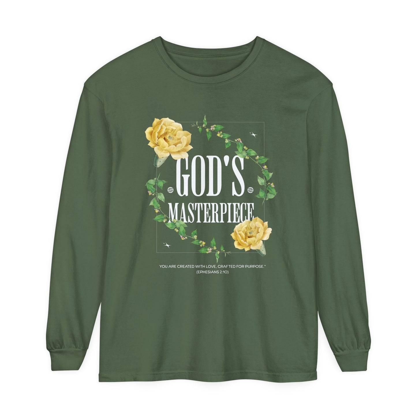 God's Masterpiece Long Sleeve Tee, Faith-Based Apparel, Gift for Women, Spiritual Wear, Spring Fashion, Inspirational Shirt