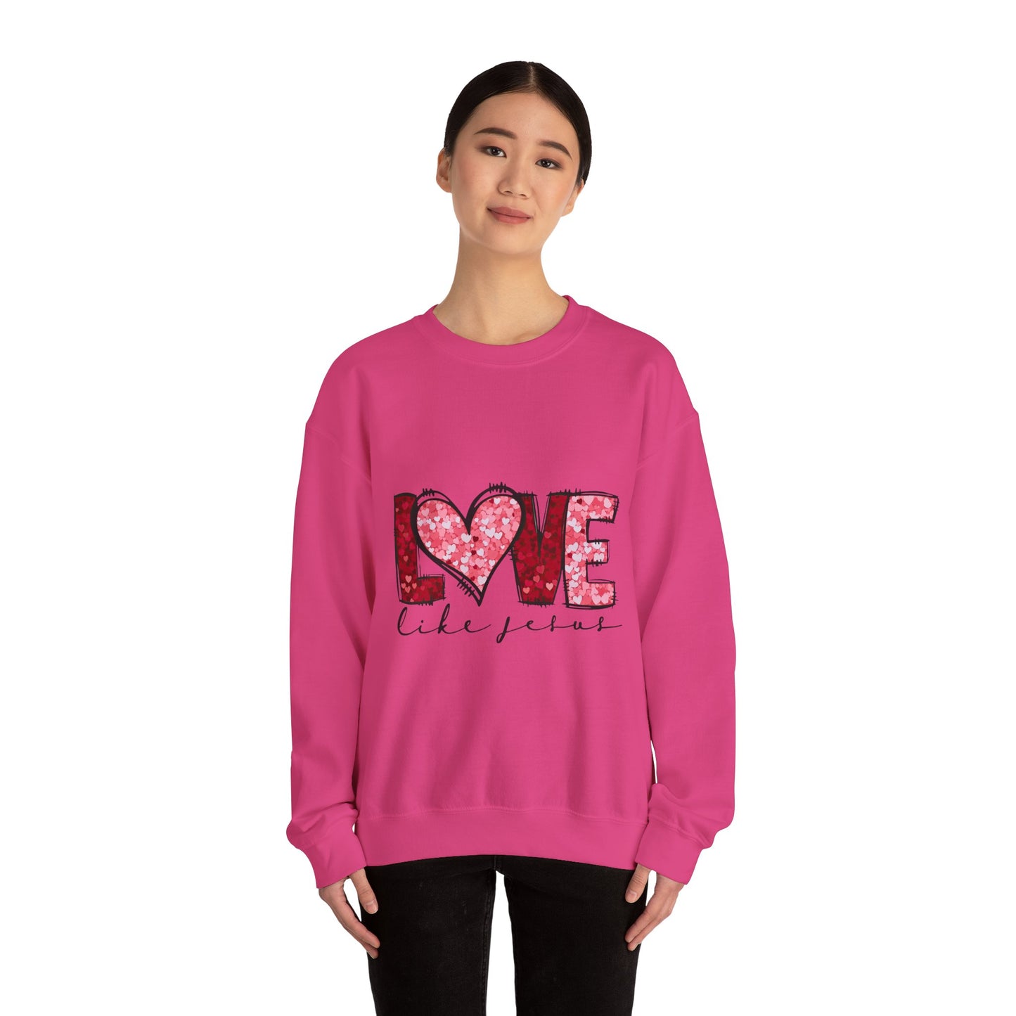 Love Like Jesus Crewneck Sweatshirt, Cozy Unisex Sweatshirt, Christian Apparel, Valentine's Day Gift, Faith-Based Style, Everyday Comfort